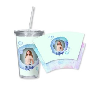 Watercolor Tumbler with Straw